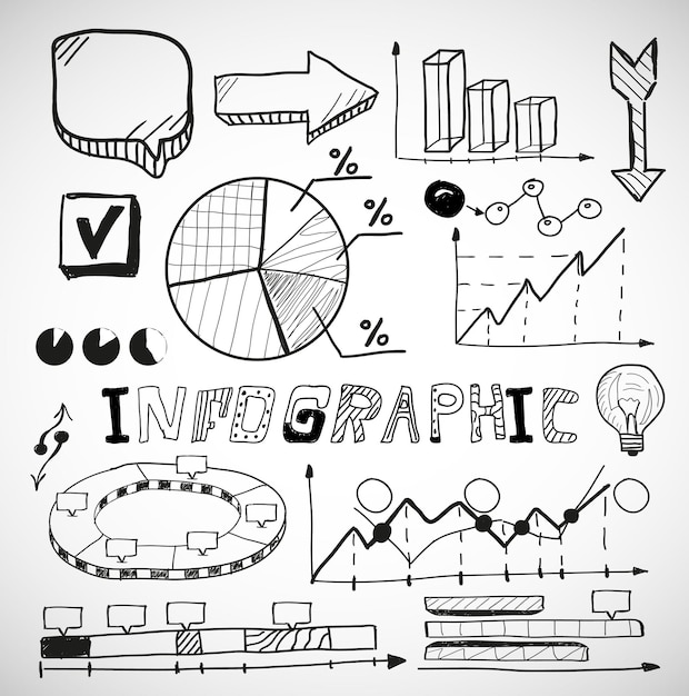 Plik wektorowy infografika wykresy biznesowe gryzmoły