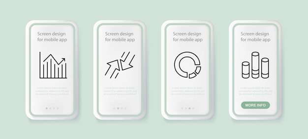 Infografika zestaw ikon Paski wykresu kołowego funkcja infografika dochód wzrost perspektywa strzałka itp Koncepcja analizy danych UI ekrany aplikacji telefonu z ludźmi Wektor linii ikona dla biznesu