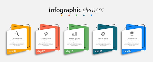 Infografiki Biznesowe Pięć Kroków Na Osi Czasu