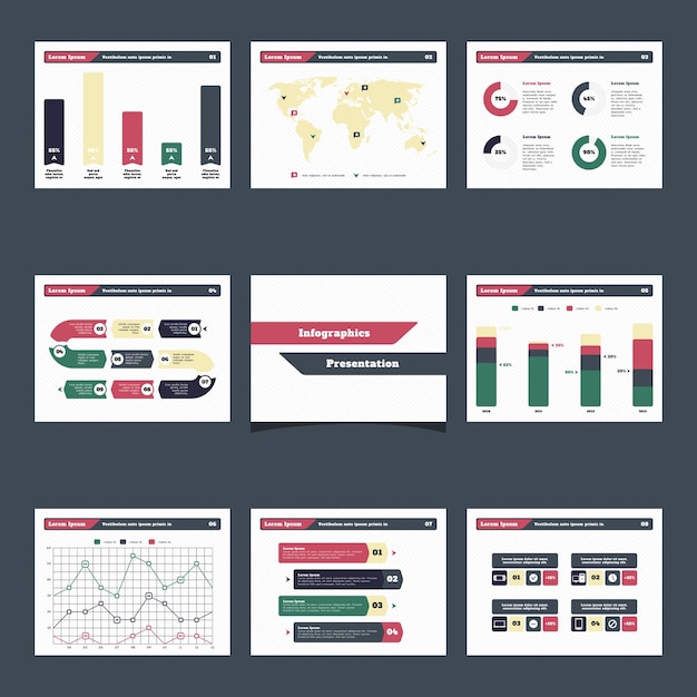 Plik wektorowy infografiki do prezentacji zestaw slajdów elementy wektorowe