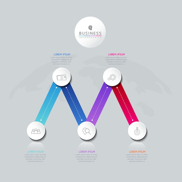 Infografiki Ilustracji Wektorowych Zaprojektuj Szablon Informacji Marketingowych Z 5 Opcjami Lub Krokami