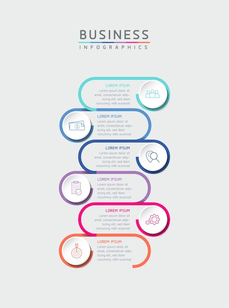 Infografiki Ilustracji Wektorowych Zaprojektuj Szablon Informacji Marketingowych Z 6 Opcjami Lub Krokami