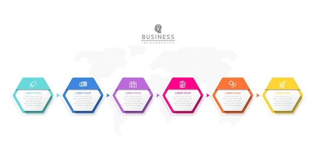 Infografiki Ilustracji Wektorowych Zaprojektuj Szablon Informacji Marketingowych Z 6 Opcjami Lub Krokami