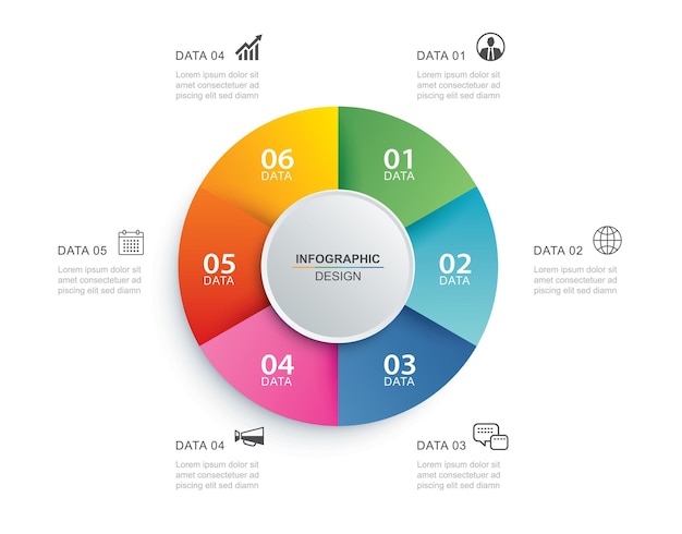 Infografiki Koło Osi Czasu Z 6 Numerami Szablonów Danych Ilustracja Wektorowa Abstrakcyjne Tło