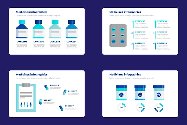 Infografiki Leków Płaska Konstrukcja