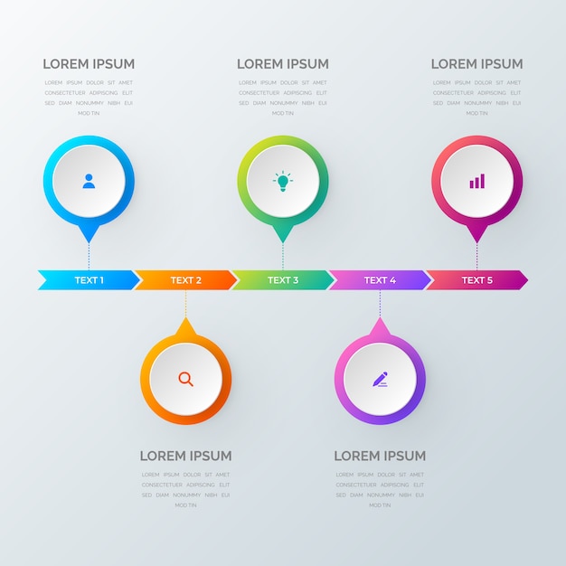 Plik wektorowy infografiki liniowe z pięcioma krokami