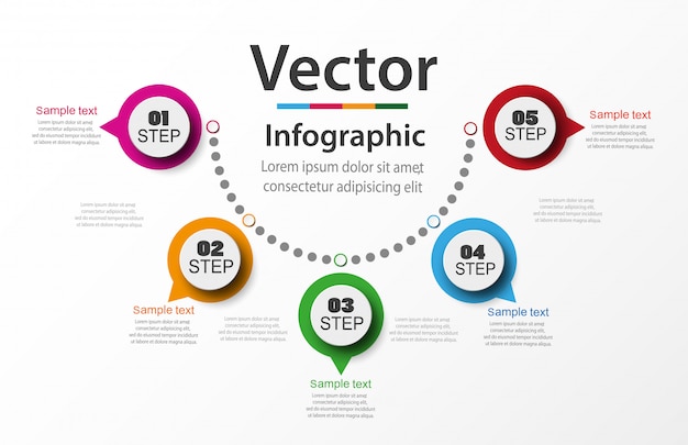 Infografiki Numer Opcji Szablon Z 5 Kroków