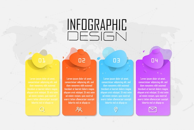 Infografiki numer opcji szablon z ikonami marketingu dla biznesu różnych koncepcji. Może być stosowany do banerów prezentacji, diagramu procesów, układu przepływu pracy, schematu przepływu