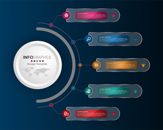 Infografiki osi czasu procesu biznesowego 6 kroków.