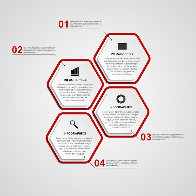Infografiki Streszczenie Sześciokąt Szablon.