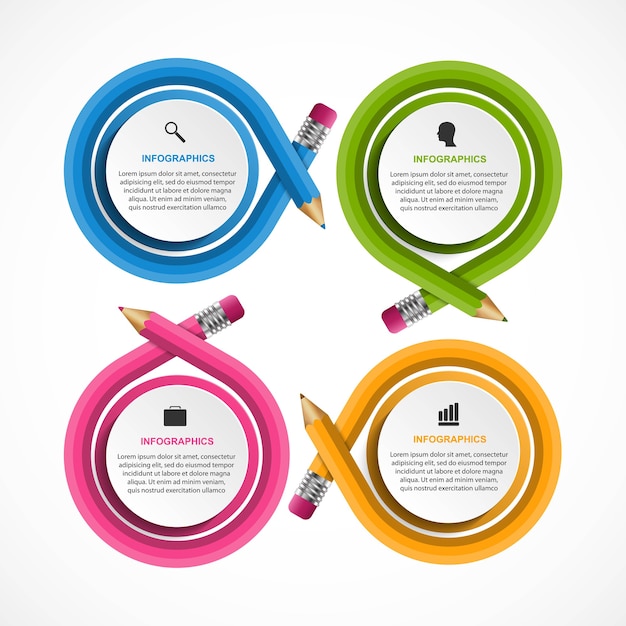 Infografiki Szablon Z Kolorowym Ołówkiem Infografiki