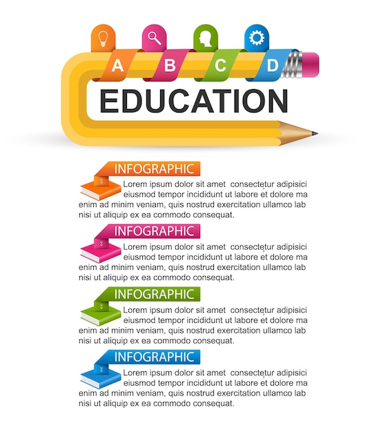 Infografiki Szablon Z Ołówkiem. Infografiki Do Prezentacji Biznesowych Lub Banerów Informacyjnych.