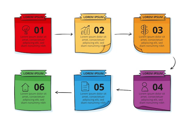 Infografiki Tablic Ręcznie Rysowane Notatki Programu Sticky Notes