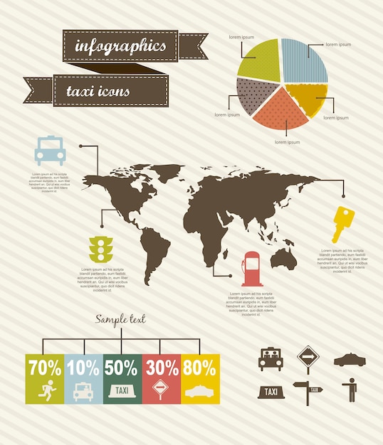 Infografiki Taksówką Ikony Na Beżowym Tle Wektor