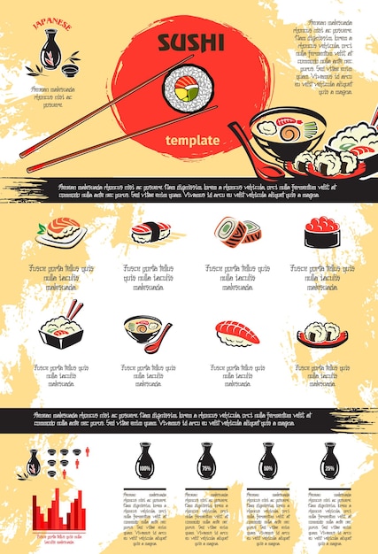 Plik wektorowy infografiki wektorowe dla japońskiego sushi owoce morza