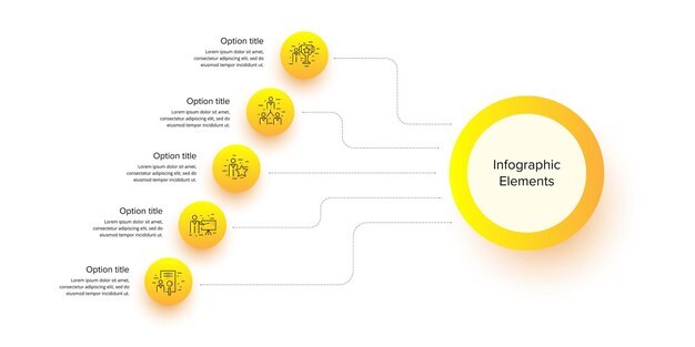 Infografiki Wykresu Procesów Biznesowych Z 5 Okręgami Krokowymi