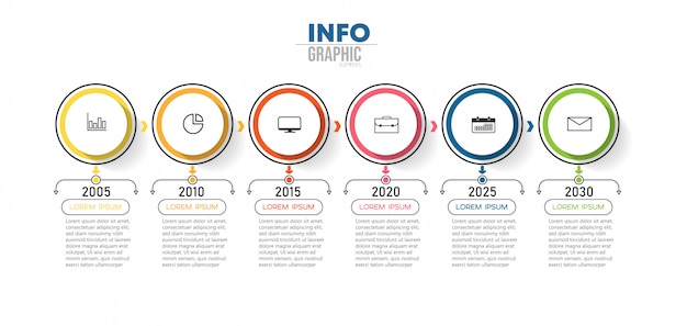 Infographic Element Z Ikonami I 6 Opcjami Lub Krokami. Może Być Używany Do Procesu, Prezentacji, Schematu, Układu Przepływu Pracy, Wykresu Informacyjnego