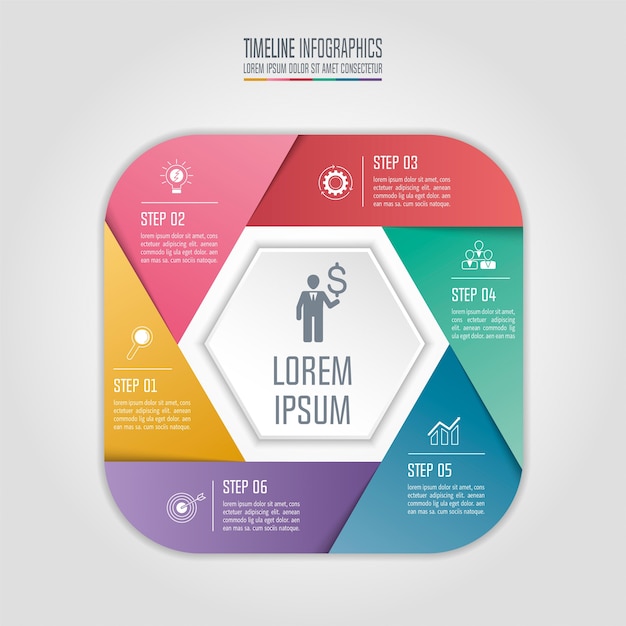 infographic koncepcja biznesowa z 6 opcjami.