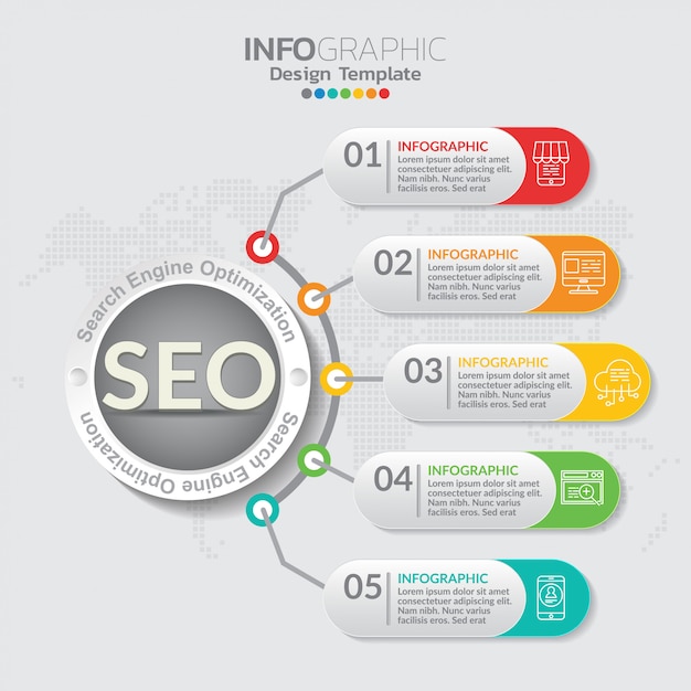 Infographic Pojęcia Ilustracja Seo Infographics Z Biznesowym Układu Szablonem.