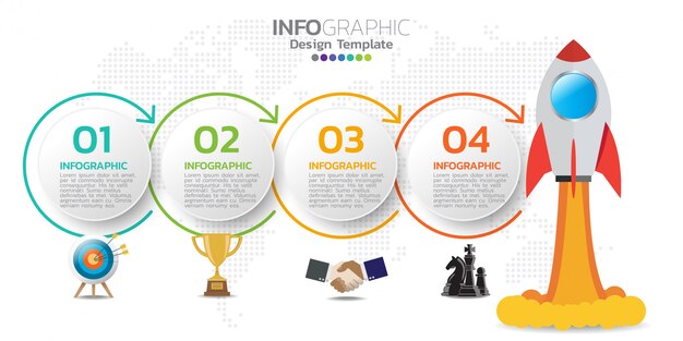 Infographic Projekta Szablon Z Ikonami I Liczbami.