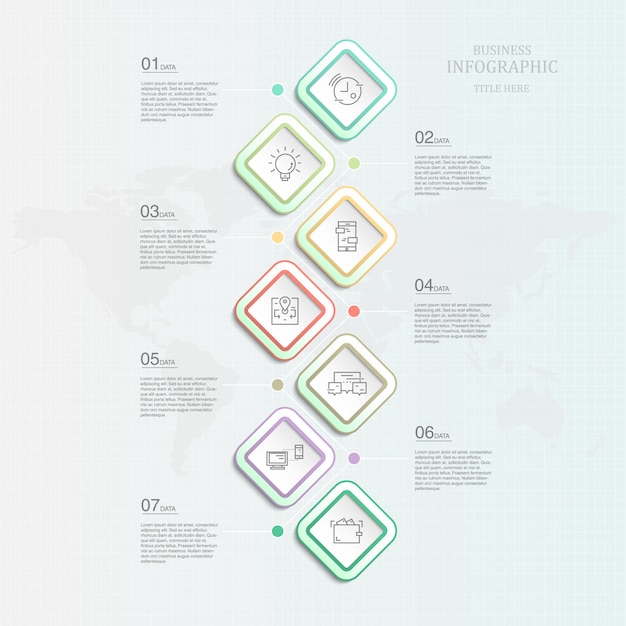 Infographic Szablonu Siedem Element Dla Teraźniejszego Biznesowego Pojęcia.