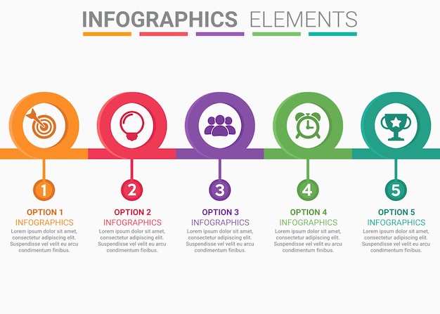 Infographics Element Abstrakcyjny Numer Pierwszej Piątej Szablonu Osi Czasu