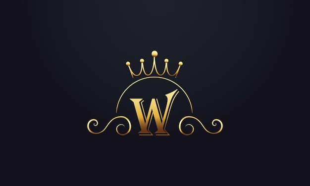 Inicjalny projekt logo litery W z prostą elegancką ikoną korony królewskiej