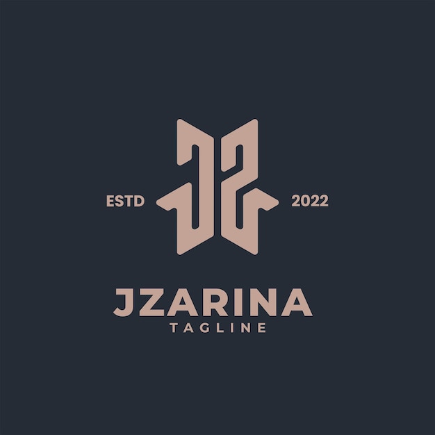 Inicjały Monogram Logo Litera Jz