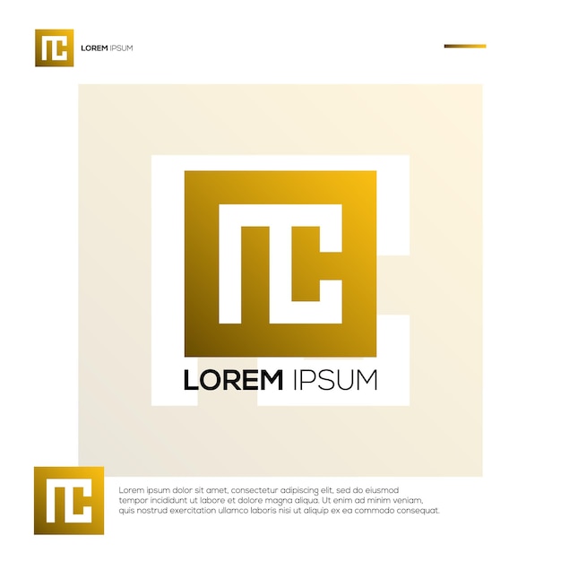 Inicjały N z abstrakcyjnym projektem logo C