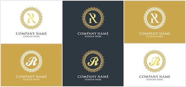 Inicjały R Luxury Letter Logo Design Vector