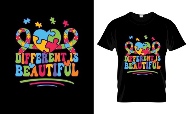 Plik wektorowy inne jest piękne kolorowe graficzne koszulki autyzm koszulki projekt