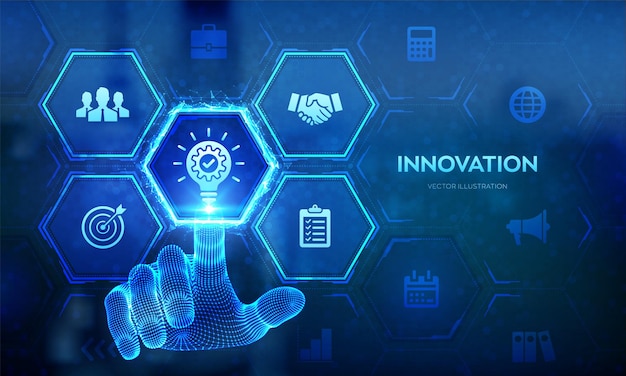 Innowacja Biznes innowacyjny pomysł i rozwiązanie koncepcja technologiczna Kreatywna idea inspiracja