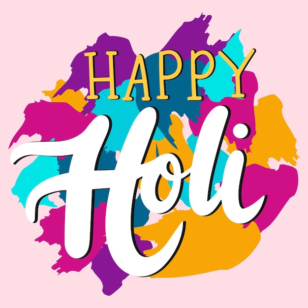 Inskrypcja festiwalu Holi ręcznie napisany tekst baner Holi festiwal kwadrat kompozycja ręcznie rysunek.