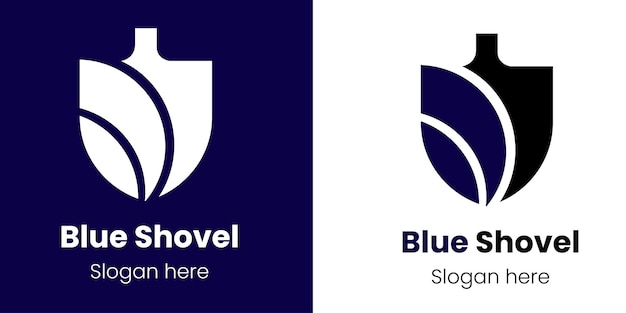 Inspiracja Do Projektowania Logo Blue Shovel Na Białym I Niebieskim Tle Wektora