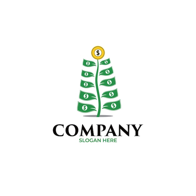 Plik wektorowy inspiracja do projektowania logo drzewa pieniędzy symbolizujące pieniądze i wzrost finansowy