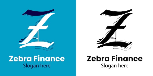 Inspiracja Do Projektowania Logo Zebra Finance Na Białym I Niebieskim Tle Wektora