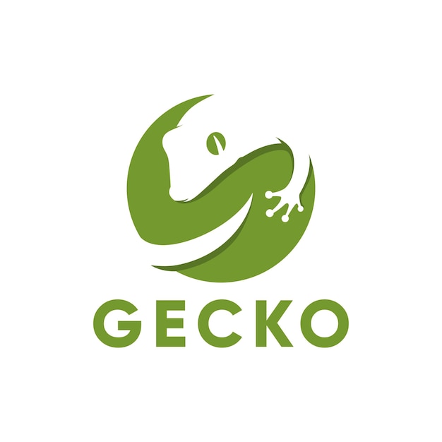 Inspiracja Logo Gecko Negative Space, Zielony, Koło