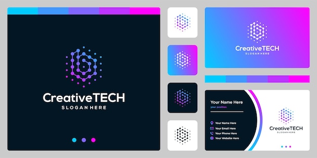 Inspiracja logo początkowa litera b streszczenie w stylu tech i kolor gradientu. Szablon wizytówki