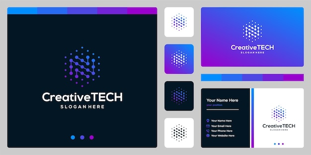 Inspiracja Logo Początkowa Litera N Streszczenie Ze Stylem Tech I Kolorem Gradientu. Szablon Wizytówki