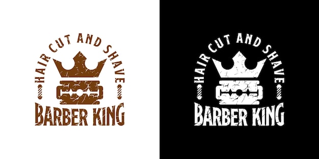 Inspiracja Logo Sklepu Fryzjerskiego, Koncepcja Brzytwy I Korony, Projekt W Stylu Vintage