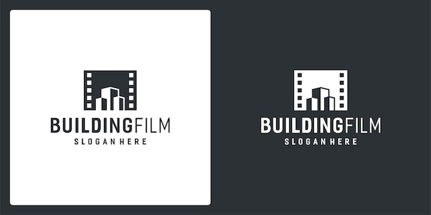 Inspiracja Logo Taśmy Filmowej I Logo Budynku. Wektor Premium