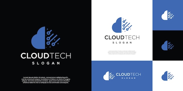 Inspiracja logo technologii chmurowej Wektor cyfrowy Technologia chmurowa Szablon projektowania