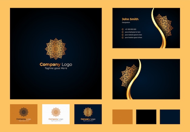 Inspiracja Projektowa Logo, Luksusowa Okrągła Kwiecista Mandala I Element Liścia, Luksusowy Projekt Wizytówki Z Ozdobnym Logo