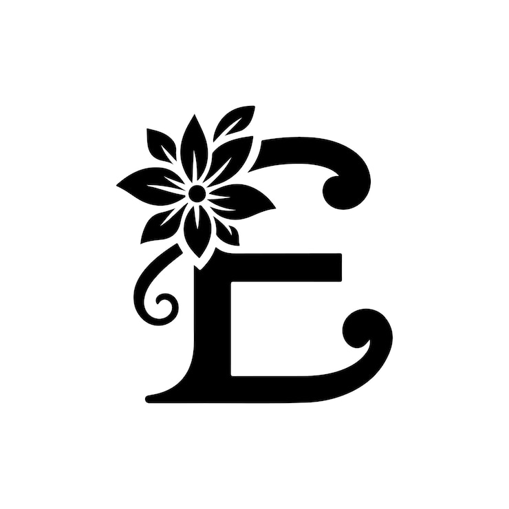 Wektor inspirowana naturą sylwetka litery e z elementami drzew unikalny ekologiczny projekt logo
