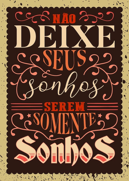 Plik wektorowy inspirujący plakat retro w języku portugalskim. tłumaczenie: 