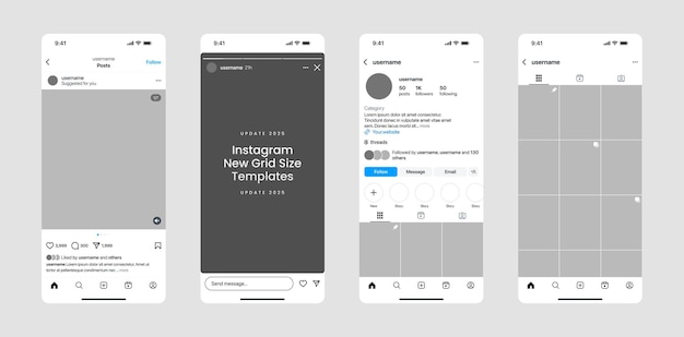 instagram nowy szablon wielkości siatki aktualizacja 2025 tryb świetlny Instagram
