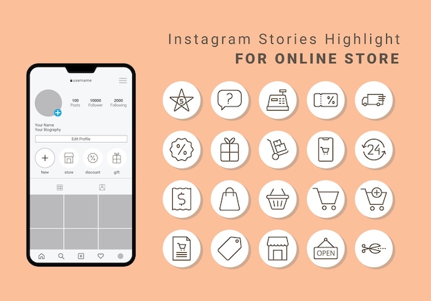 Plik wektorowy instagram stories zaznacz okładkę dla sklepu internetowego