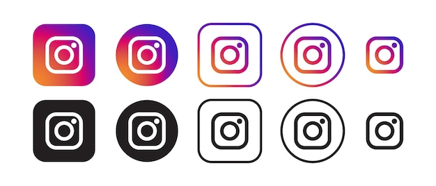 Instagram Wektor Logo Zestaw Ikon Ilustracji Wektorowych