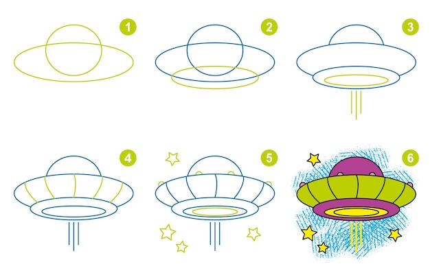 Instrukcja Rysowania Ufo. Postępuj Krok Po Kroku, Aby Narysować Ufo.