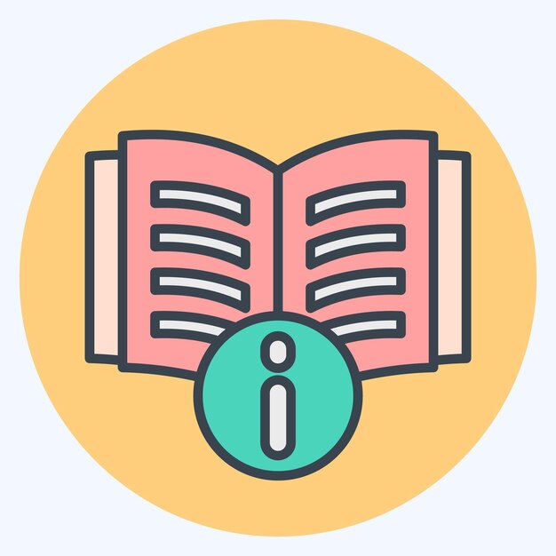 Instrukcje dotyczące ikony Symbol książki kolor mate styl prosta ilustracja projektowa